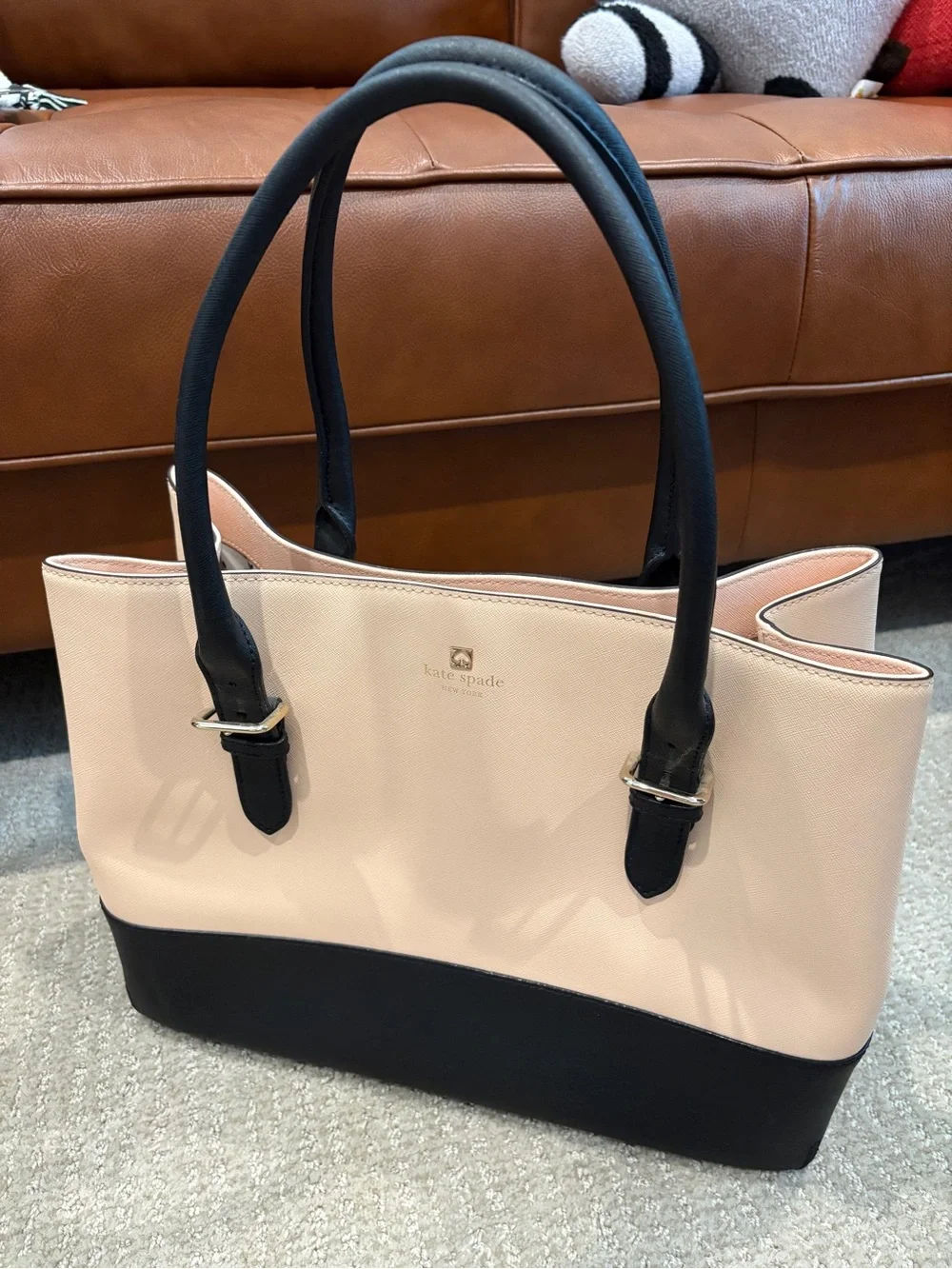kate spade Two-Tone Blush Pink and Black Large Leather Tote
